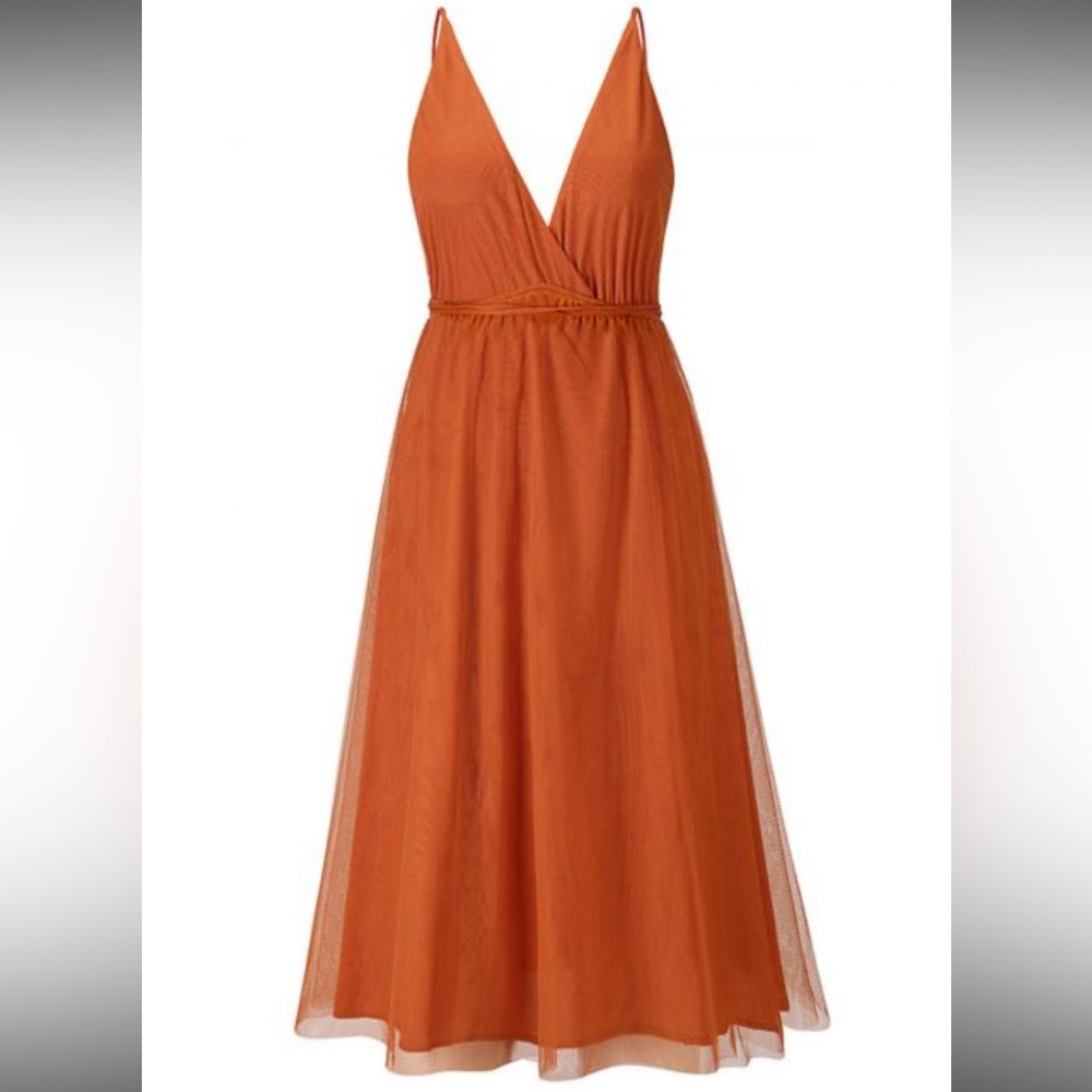 Chicwish Vibrant Orange V-Neck Dress